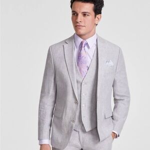 Bar III Men’s Slim Fit Grey Linen Blazer Suit Jacket Sport Coat 42 S